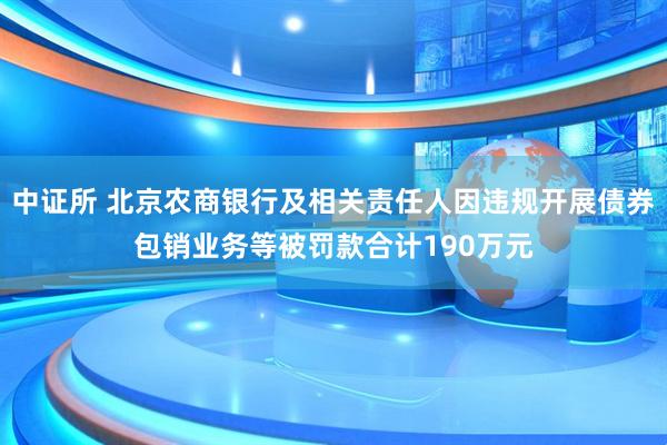 中证所 北京农商银行及相关责任人因违规开展债券包销业务等被罚款合计190万元