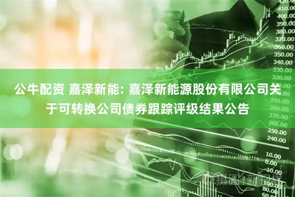 公牛配资 嘉泽新能: 嘉泽新能源股份有限公司关于可转换公司债券跟踪评级结果公告