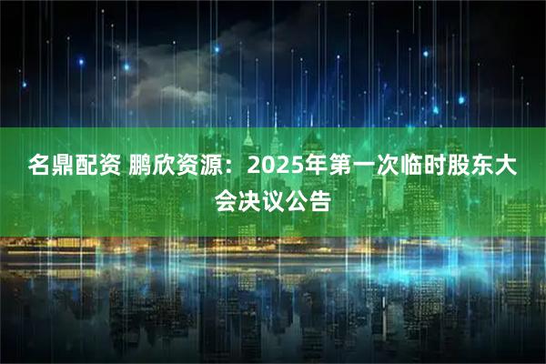 名鼎配资 鹏欣资源：2025年第一次临时股东大会决议公告