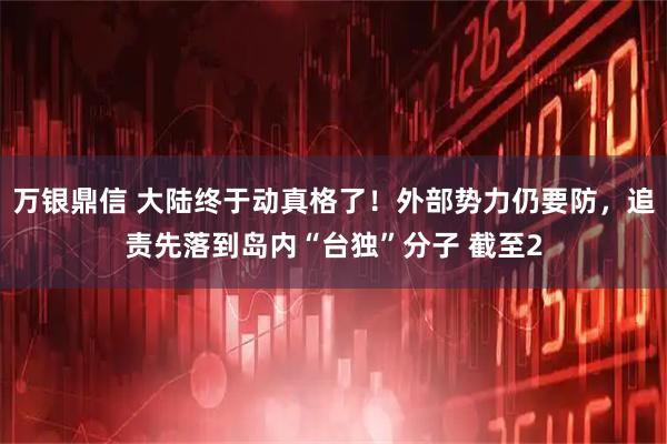 万银鼎信 大陆终于动真格了！外部势力仍要防，追责先落到岛内“台独”分子 截至2